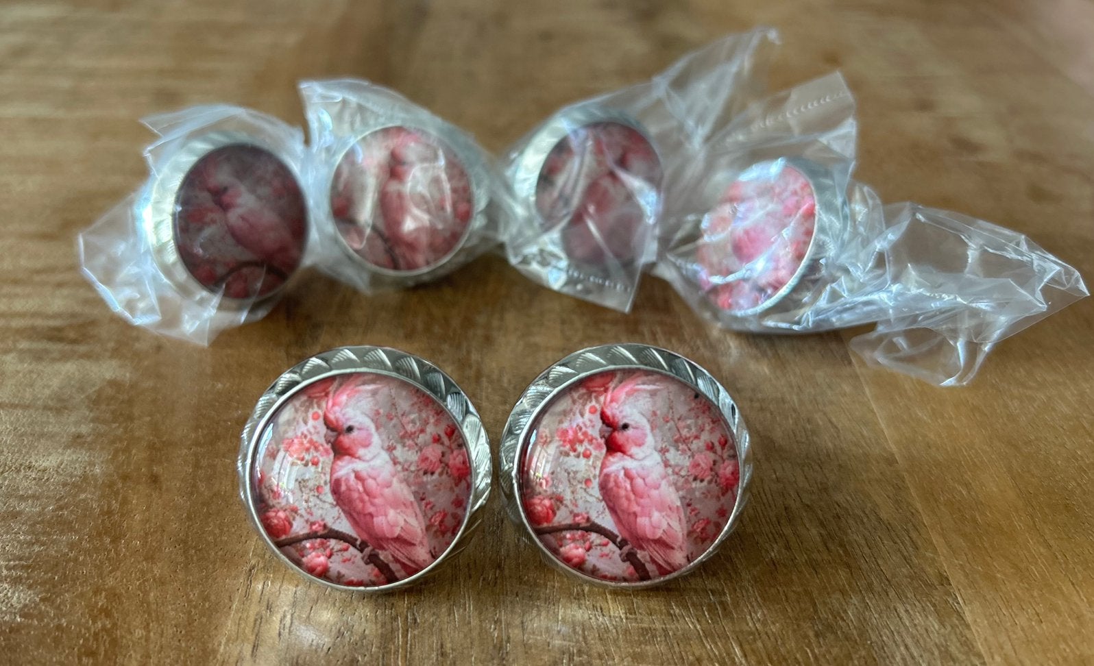 Set van 6 nieuwe kastknoppen - roze kaketoe, Ophalen of Verzenden, Nieuw