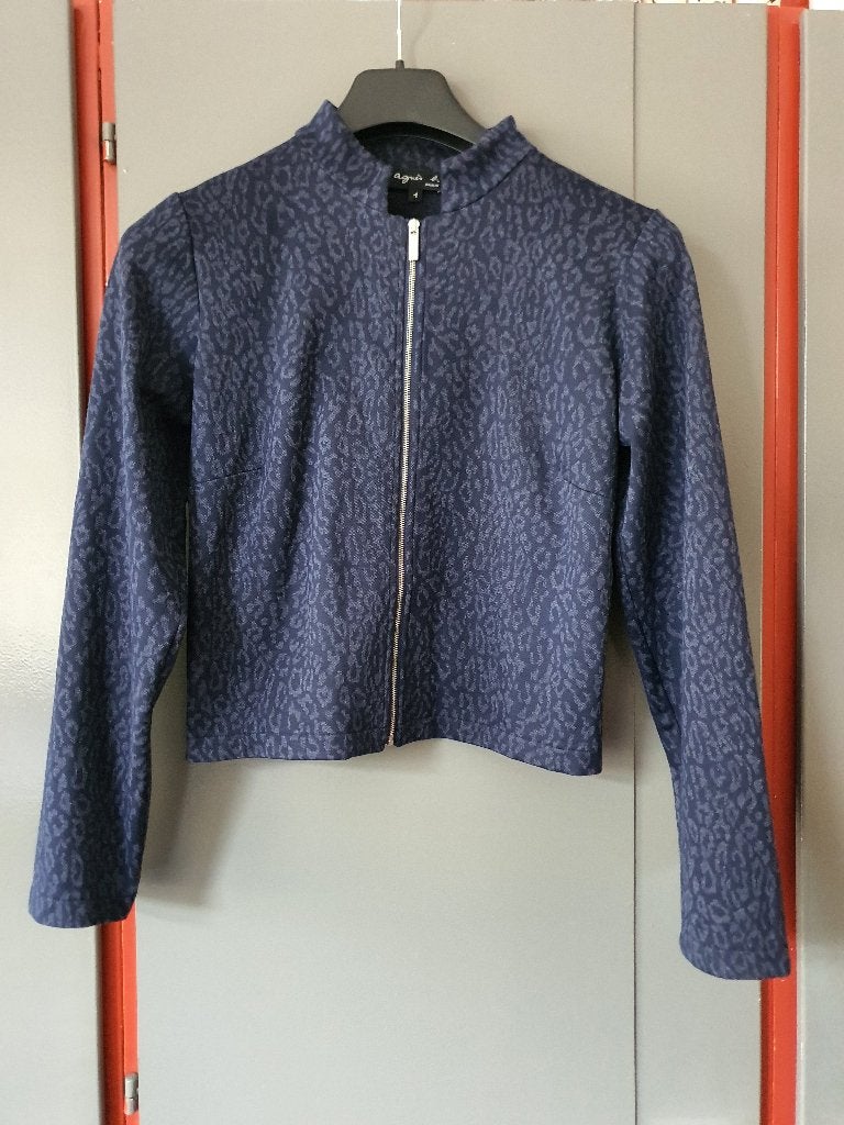 Agnès b. marineblauw vest met print – maat XS, Ophalen of Verzenden, Zo goed als nieuw, Maat 34 (XS) of kleiner, Blauw