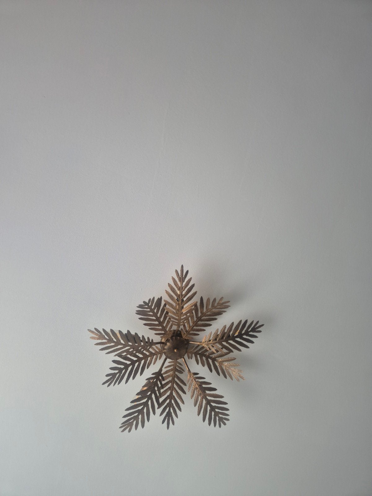 Vintage Palmblad Plafondlamp - Goudkleurig Metaal, Vintage, Botanisch, Hollywood Regency, Nieuw, Minder dan 100 cm, Metaal