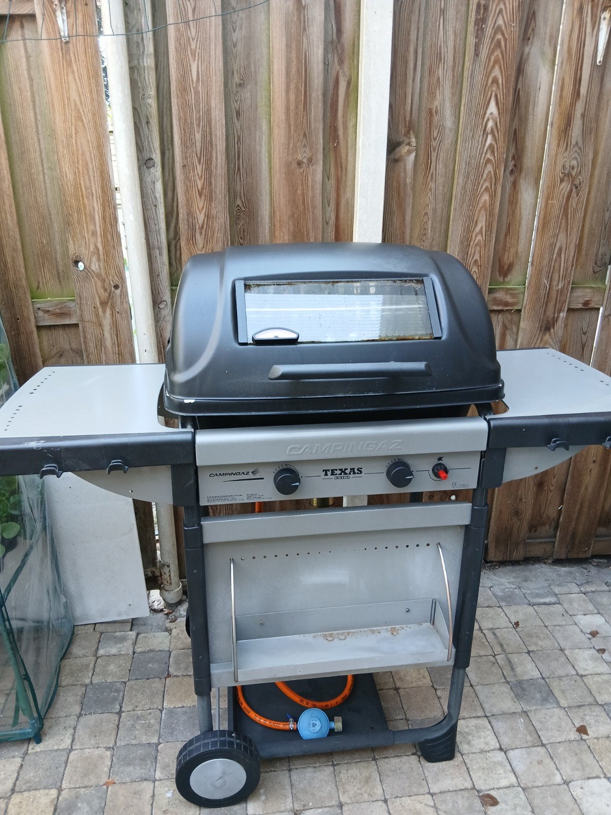 Campingaz Texas Revolution Gasbarbecue met hoes, Ophalen of Verzenden, Gebruikt, Campingaz
