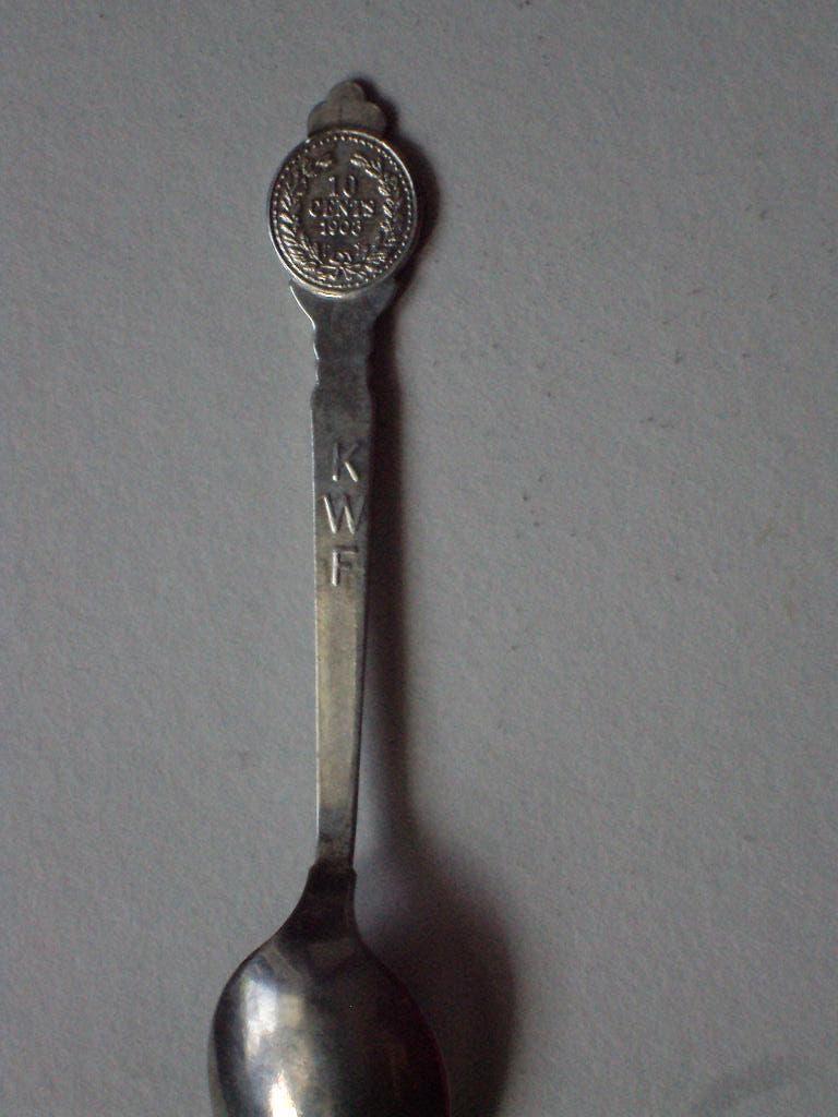 lepeltje afb. Wilhelmina muntje 1903 10 ct., Verzenden, Zilver, 10 cent, Koningin Wilhelmina