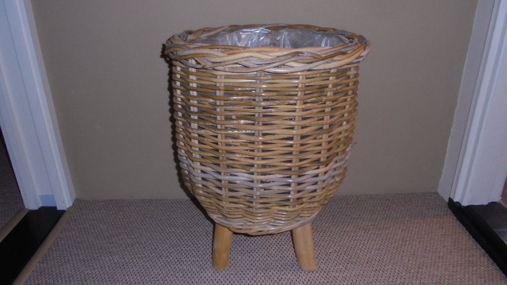 zgan stevige rieten bloempot/mand doorsnee 33-42 H40-54cm, Overige materialen, Rond, Binnen, Zo goed als nieuw