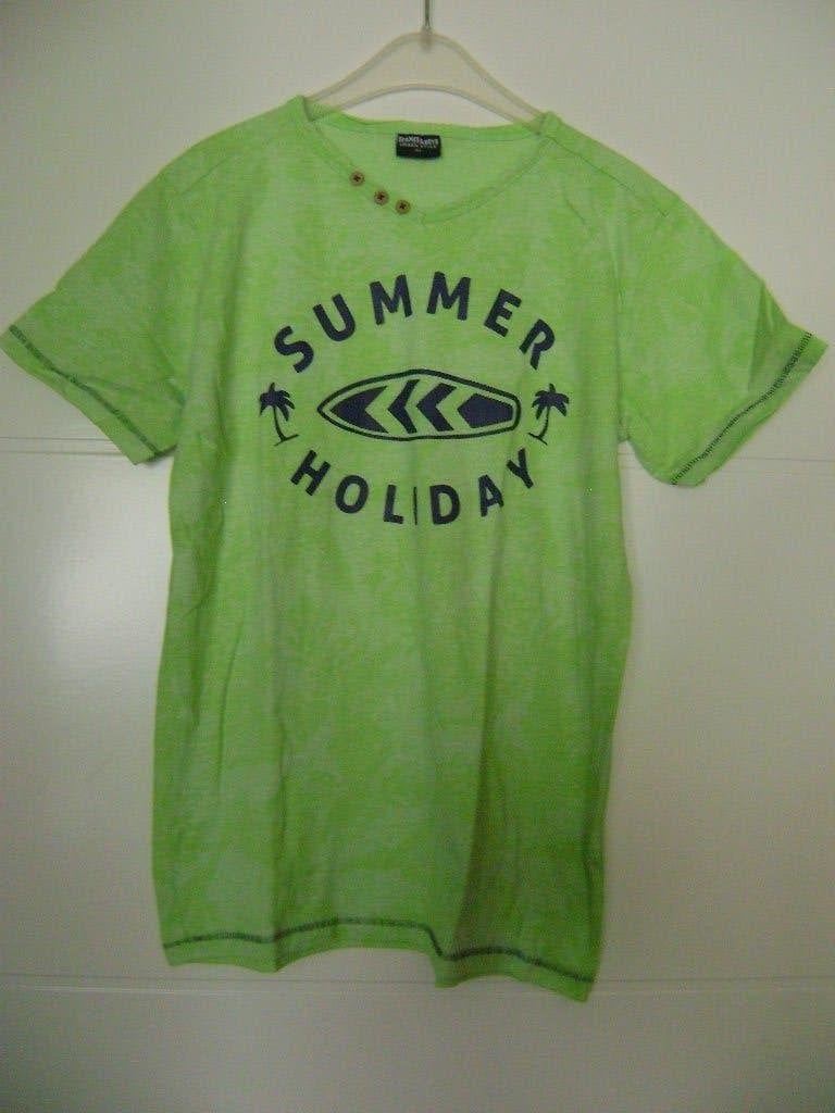 Neon groen t-shirt met print maat 164, Ophalen of Verzenden, Zo goed als nieuw, Jongen, Shirt of Longsleeve