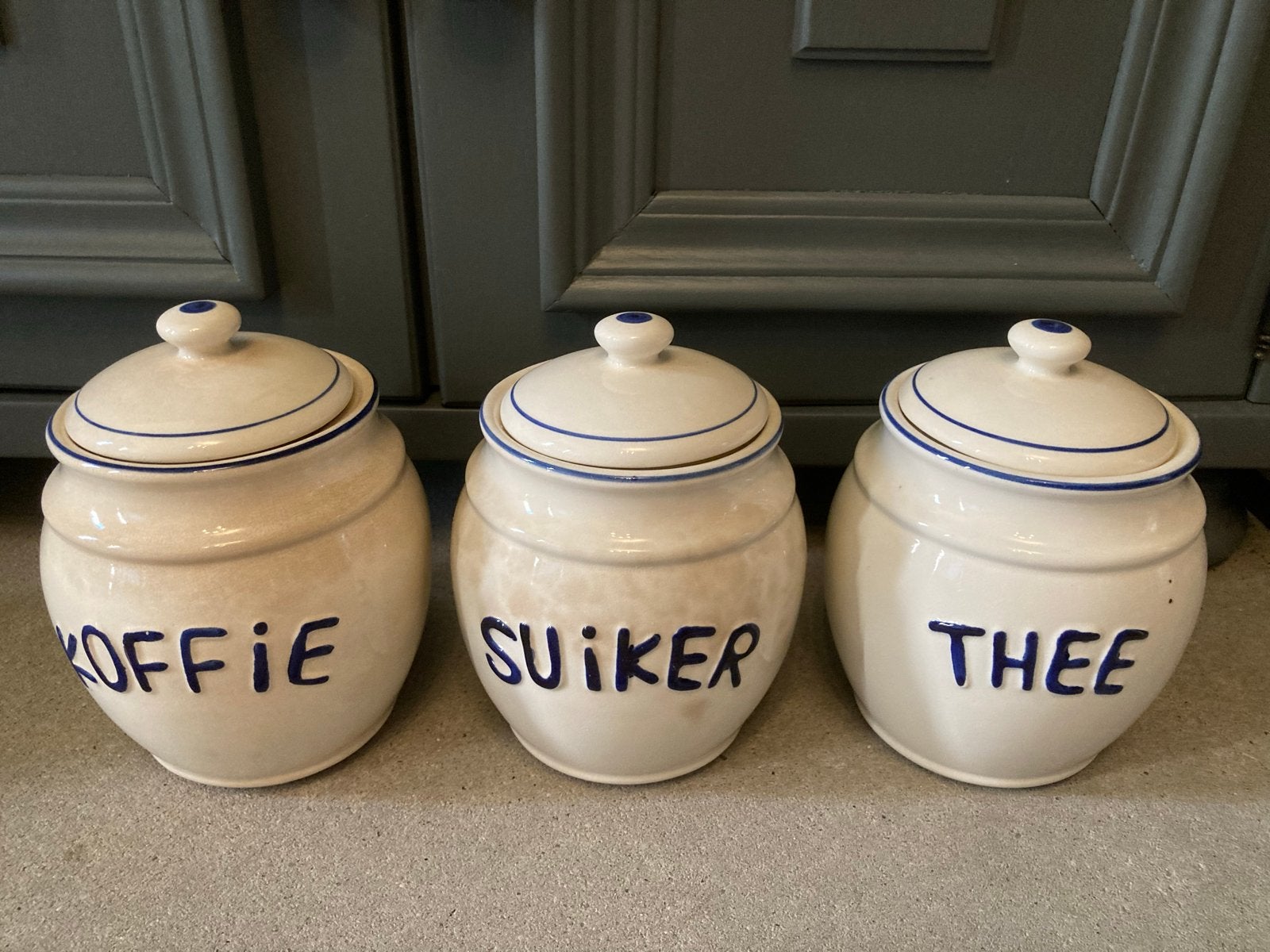 Vintage voorraadpotten: Koffie, Suiker, Thee, Antiek en Kunst, Ophalen of Verzenden