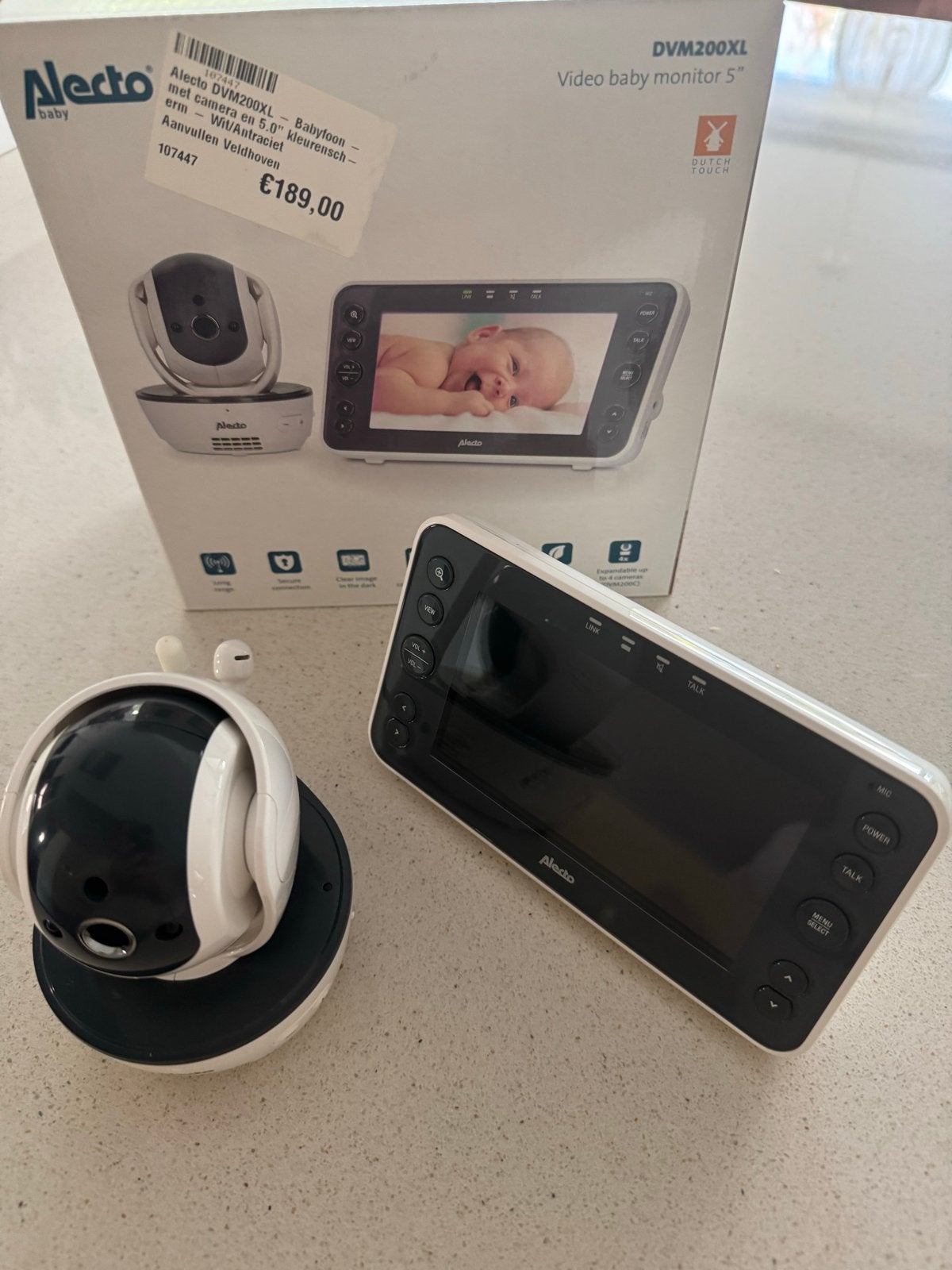 Alecto DVM200XL Video Babyfoon met Camera en 5" Scherm, Ophalen of Verzenden, Zo goed als nieuw, 250 meter of meer, Camera