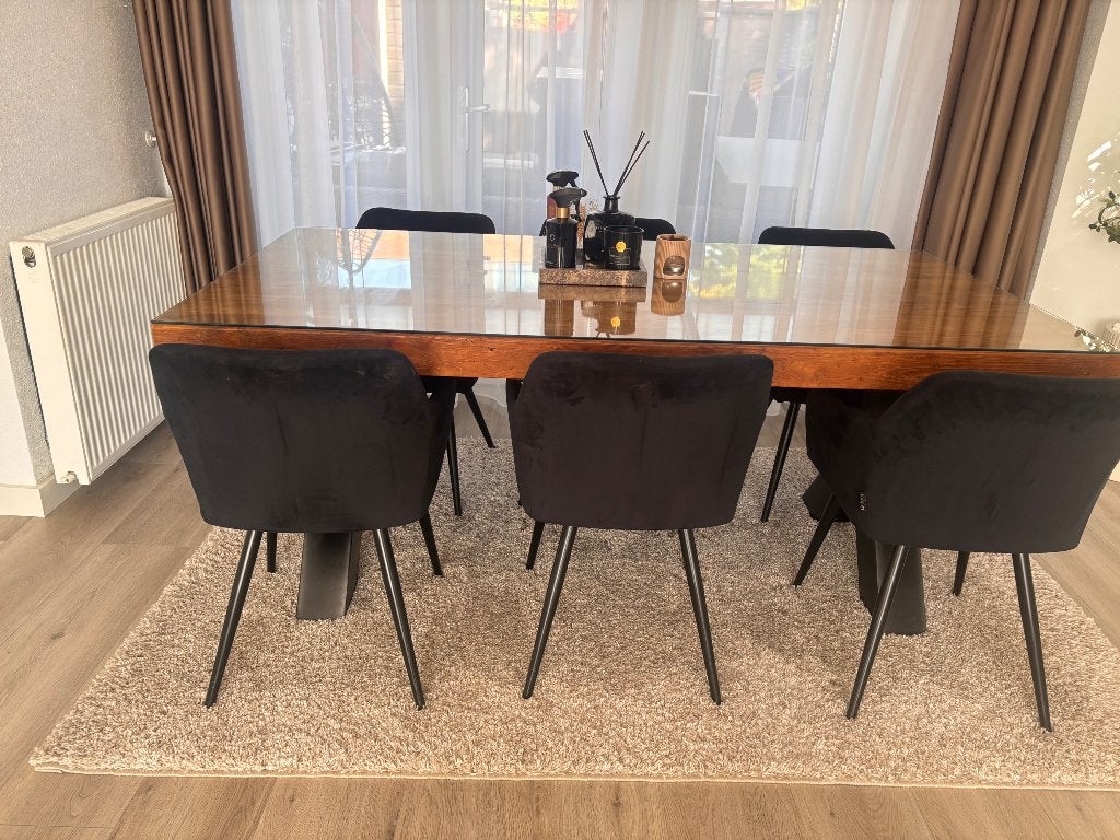 Eettafel met zwarte X onderstel, Ophalen, 200 cm of meer, 50 tot 100 cm, Zo goed als nieuw