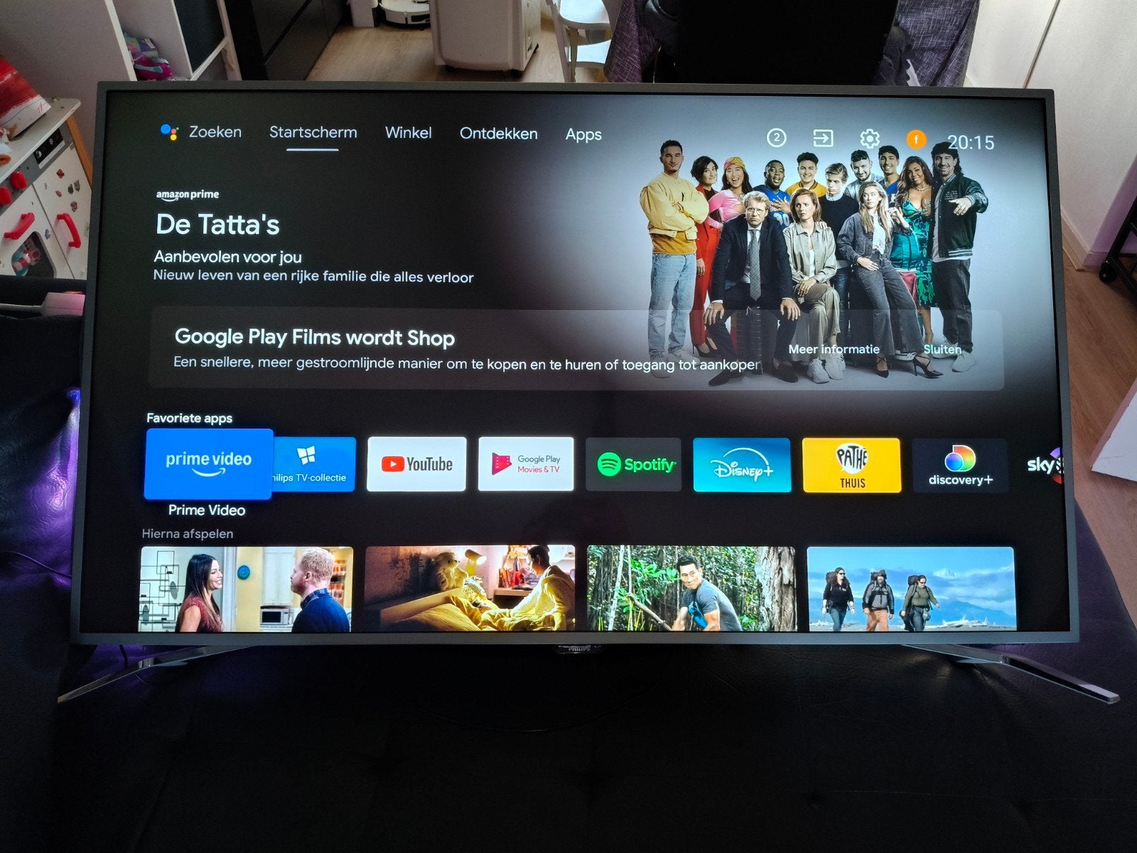 Philips 55 inch 4K Android Smart TV met Ambilight €300, Audio, Tv en Foto, Televisies, Ophalen, Philips, Gebruikt, 50 Hz
