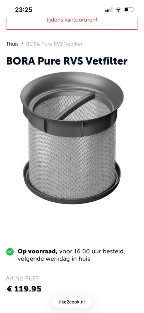 bora rvs vetfilter voor kookplaat met afzuiging, Ophalen of Verzenden, Nieuw, 600 tot 800 m³ per uur, Overige typen