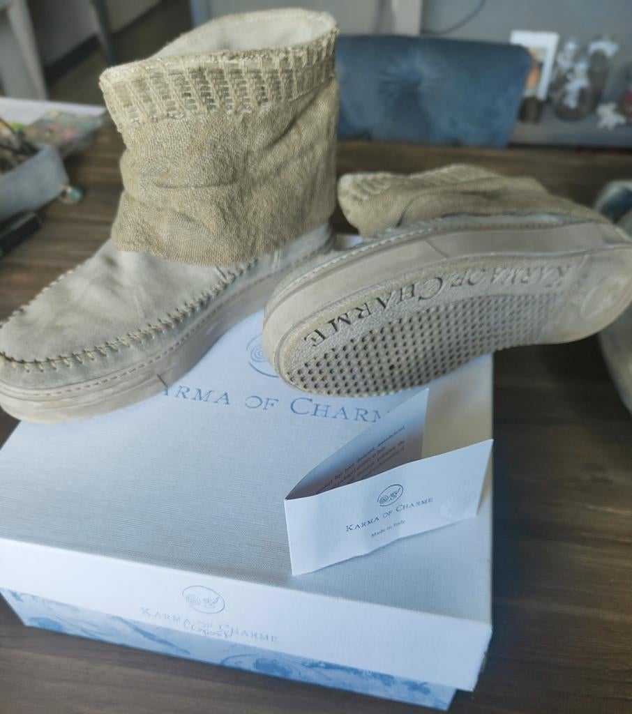 Karma of Charme khaki enkellaarsjes, Kleding | Dames, Ophalen of Verzenden, Zo goed als nieuw, Karma of Charme, Groen