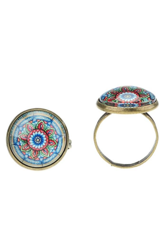 Nikkelvrij verstelbare mandala ring met glazen ornament, Ophalen of Verzenden, Nieuw