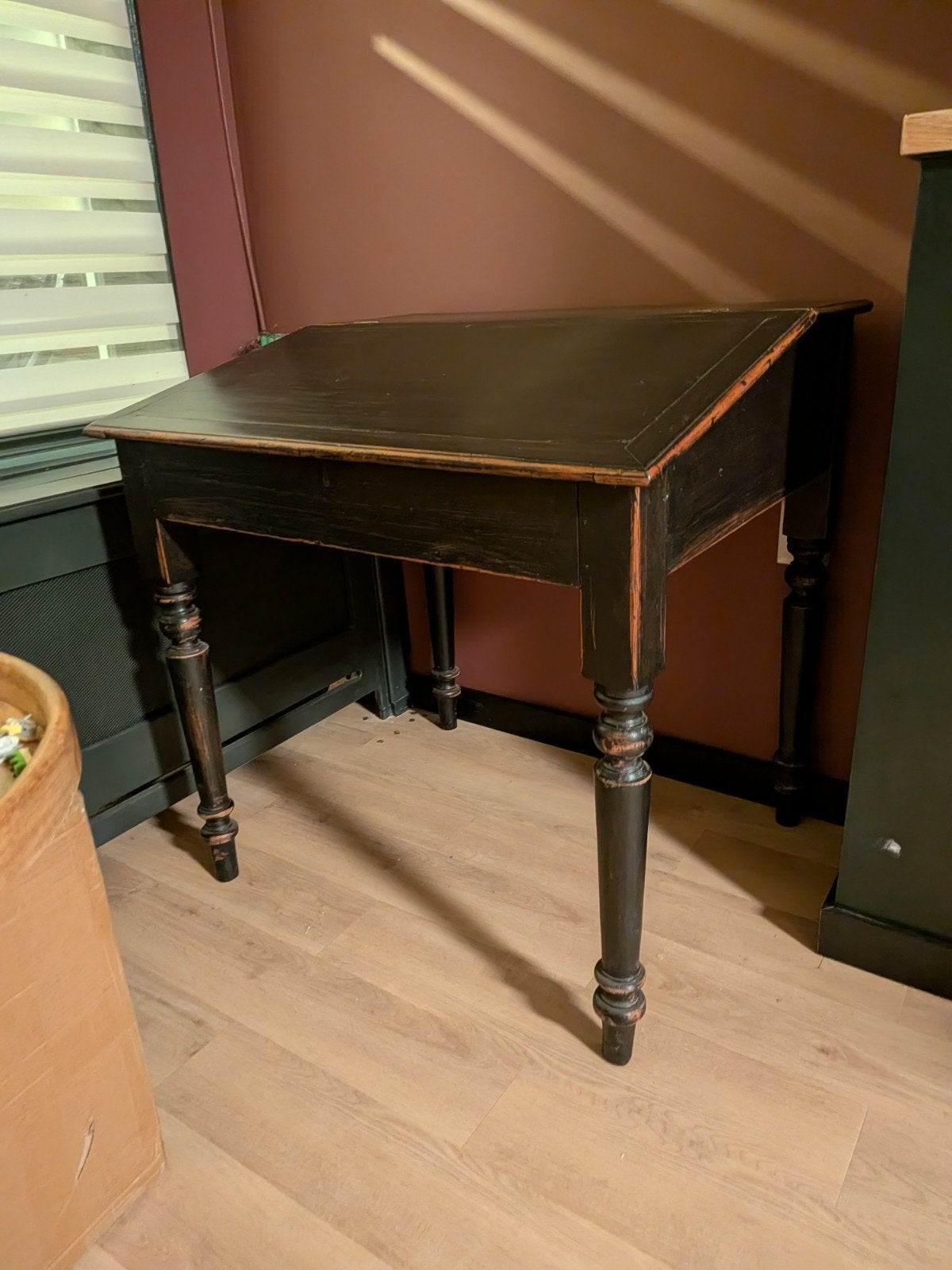 Antiek zwart houten secretaire / bureau, Antiek en Kunst, Ophalen