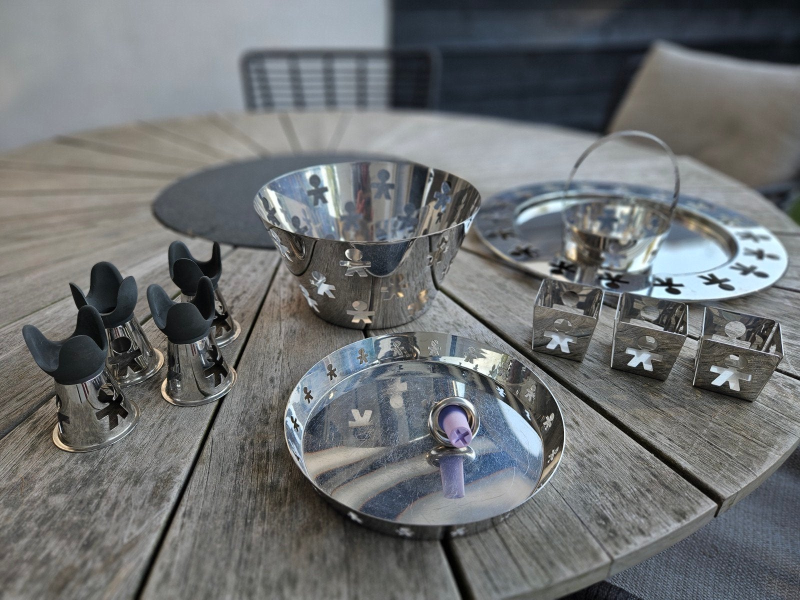 Alessi Girotondo accessoires Set - Design Klassieker, Overige typen, Zilver, Ophalen of Verzenden, Zo goed als nieuw