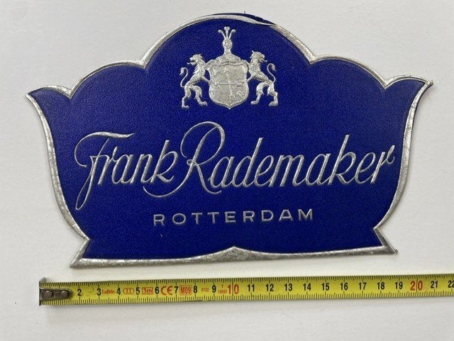 reclame schildje van Frank Rademaker Rotterdam 1930, Verzamelen, Ophalen of Verzenden, Gebruikt, Reclamebord