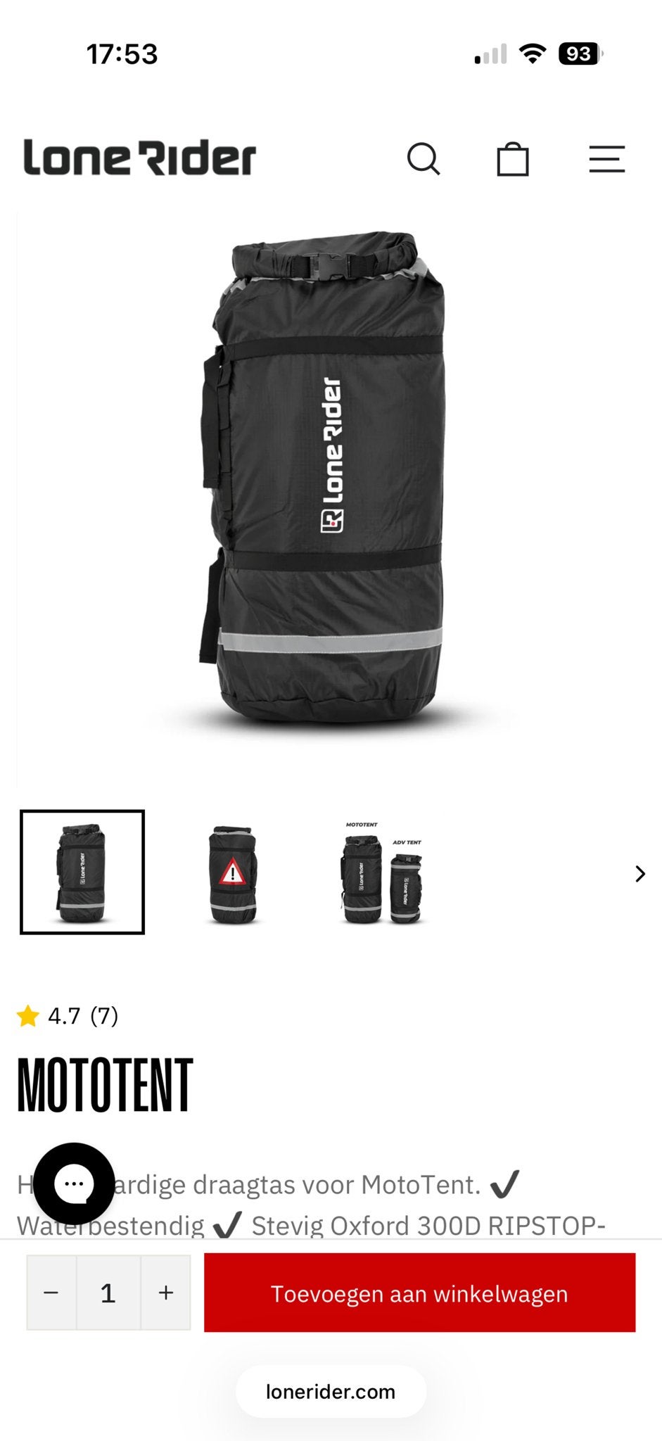 Lonerider MotoTent tas - Nieuw en geseald, Ophalen of Verzenden, Nieuw