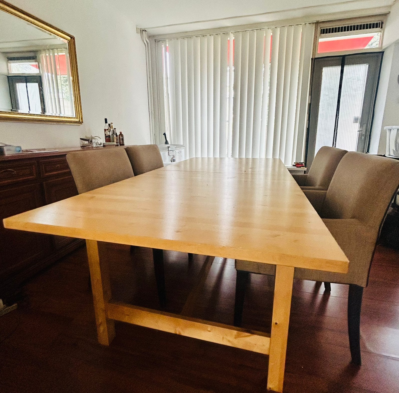 Teak wood table with 4 chairs, Ophalen, Zo goed als nieuw, 4 tot 6 stoelen