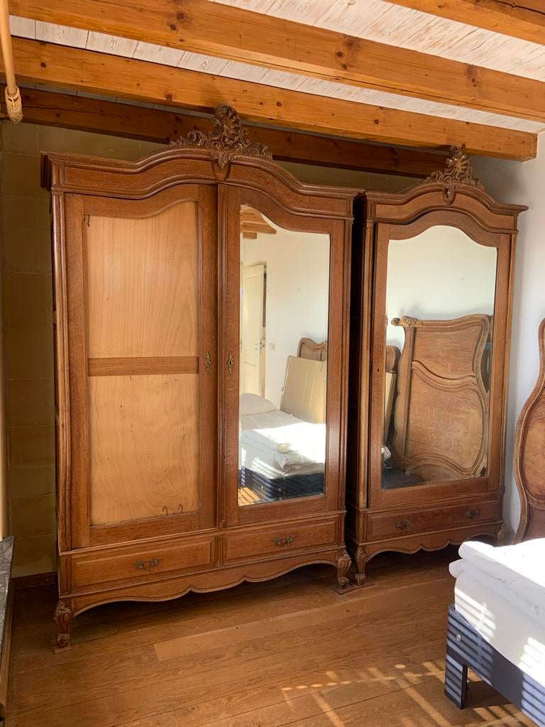Antieke Slaapkamer Set: 2x kast, bed, commode, nachtkastje, Ophalen