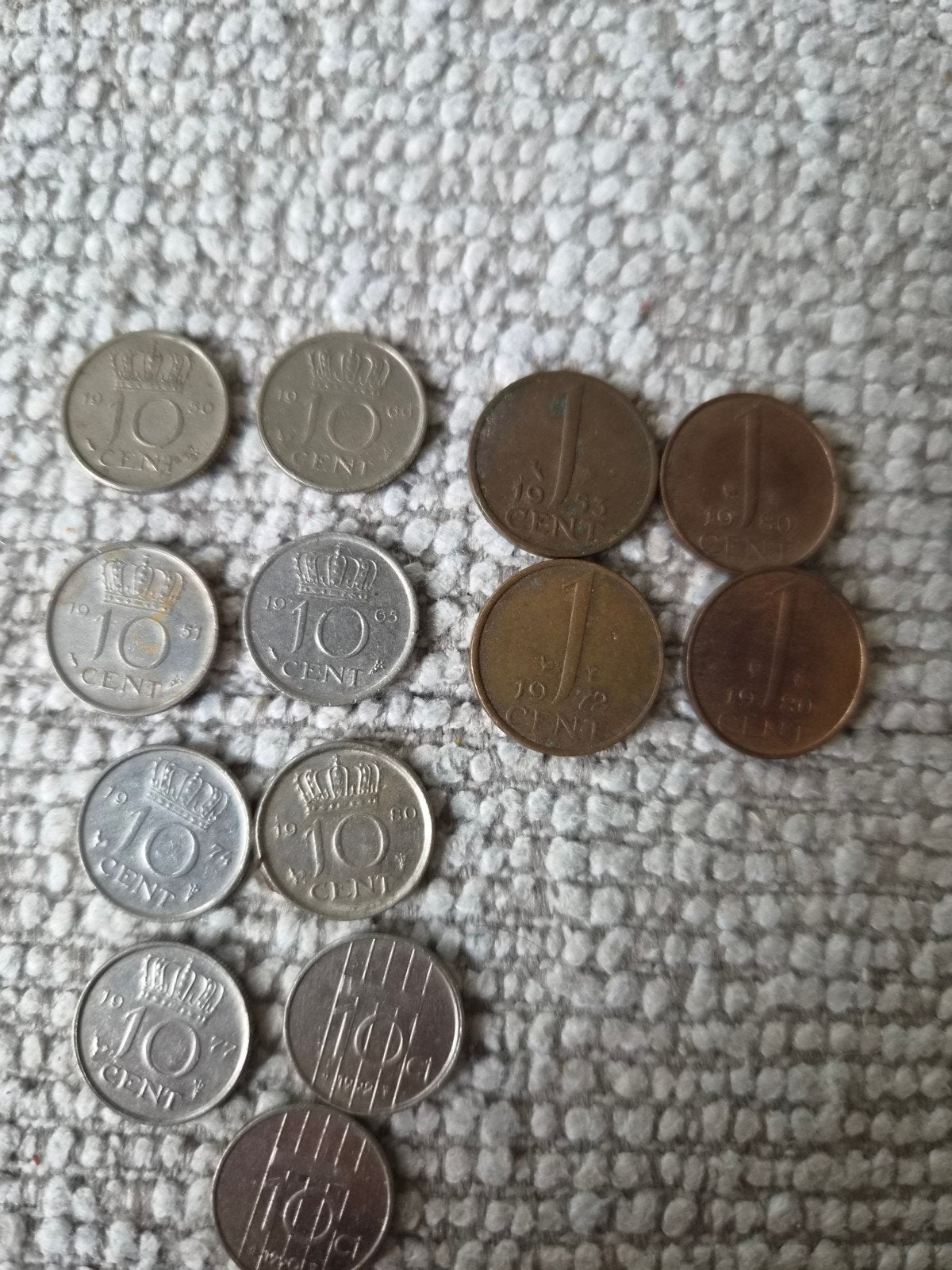 Dubbeltjes en centen uit de periode 1950-1980, Postzegels en Munten, Ophalen of Verzenden, Koningin Juliana, 1 cent, Setje