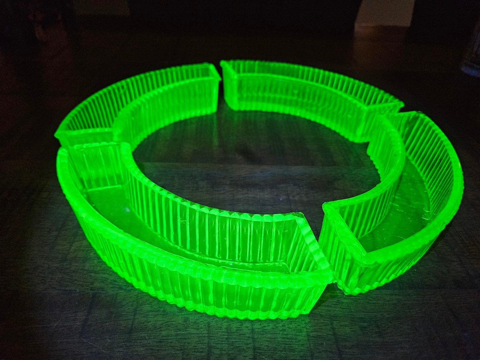 Vintage Uranium Glas Snackset, Ophalen of Verzenden