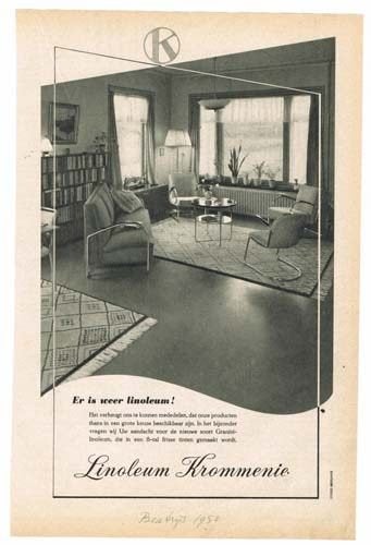 Linoleum Krommenie - Advertenties uit Tijdschrift 1950, Ophalen of Verzenden, 1940 tot 1960, Knipsel(s)