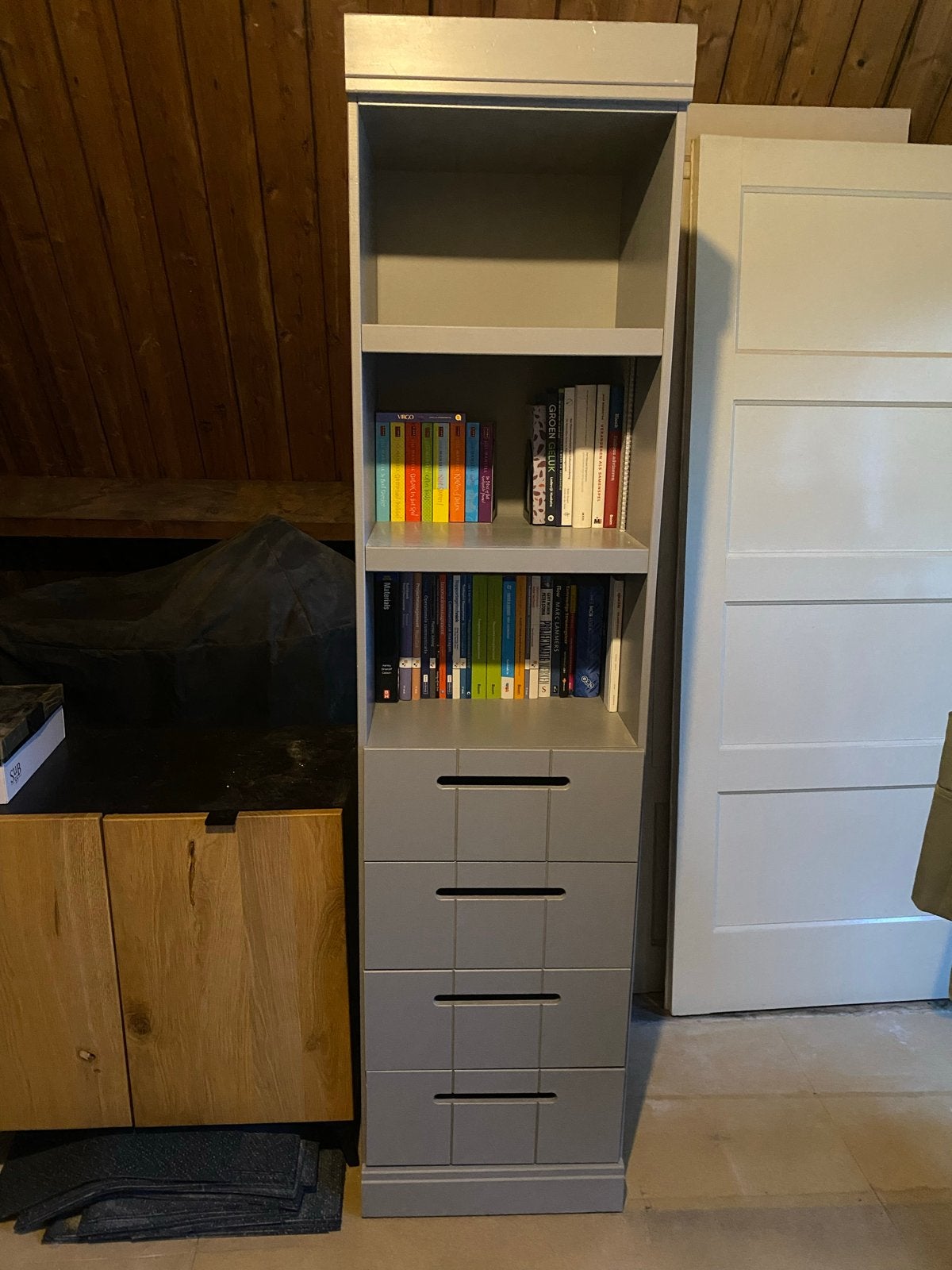 Woood kast - stevige boekenkast met lades, Huis en Inrichting, Kasten | Boekenkasten, Ophalen, Minder dan 50 cm, Gebruikt, Met lade(s)