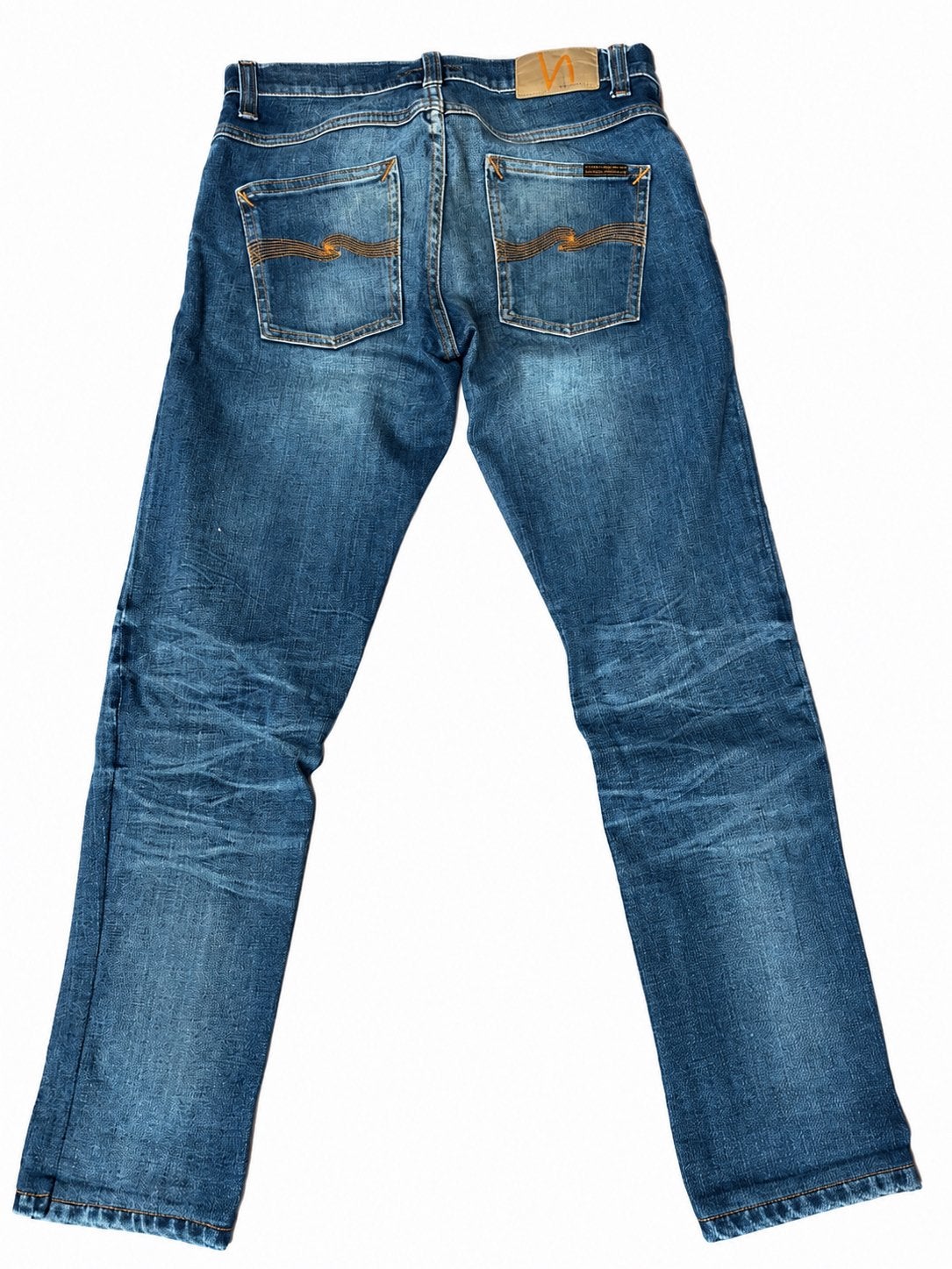 Nudie Jeans Grim Tim, Ophalen of Verzenden, Zo goed als nieuw, Blauw, W32 (confectie 46) of kleiner