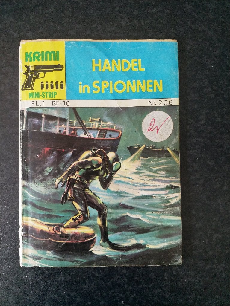 Krimi mini strip - Handel in spionnen ( nr 206), Eén stripboek, Ophalen of Verzenden, Zo goed als nieuw
