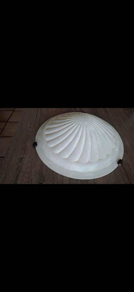 Vintage plafonnière – glazen lamp Ø40 cm – jaren 70 stijl, Ophalen of Verzenden, Zo goed als nieuw, Glas