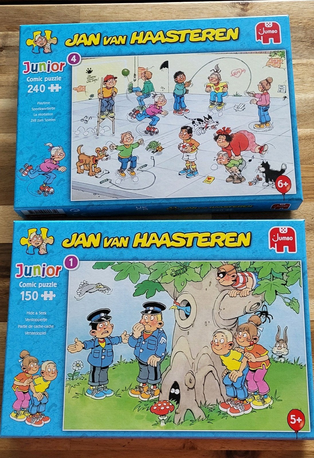 Jan van Haasteren Junior Puzzels (2 stuks), Ophalen of Verzenden, Meer dan 50 stukjes, Gebruikt, 6 jaar of ouder