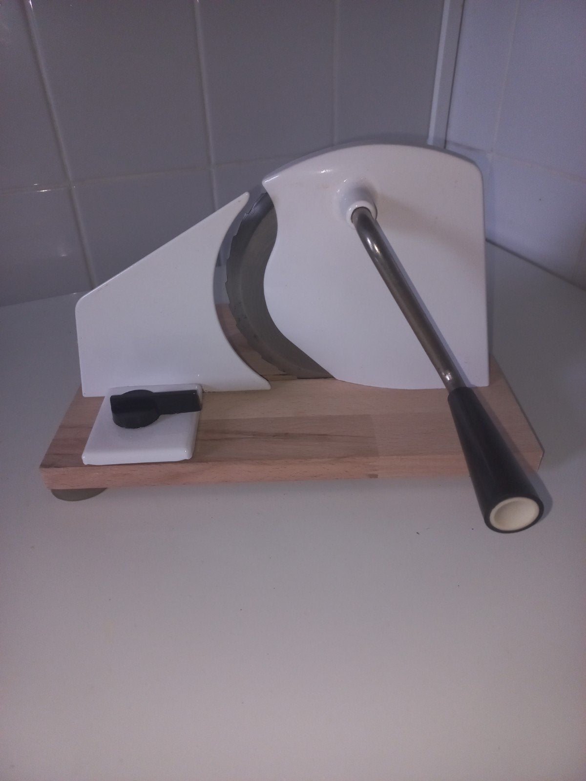 vintage broodsnijmachine broodsnijder handmatig broccant, Ophalen, Zo goed als nieuw, Metaal, Snijmachine