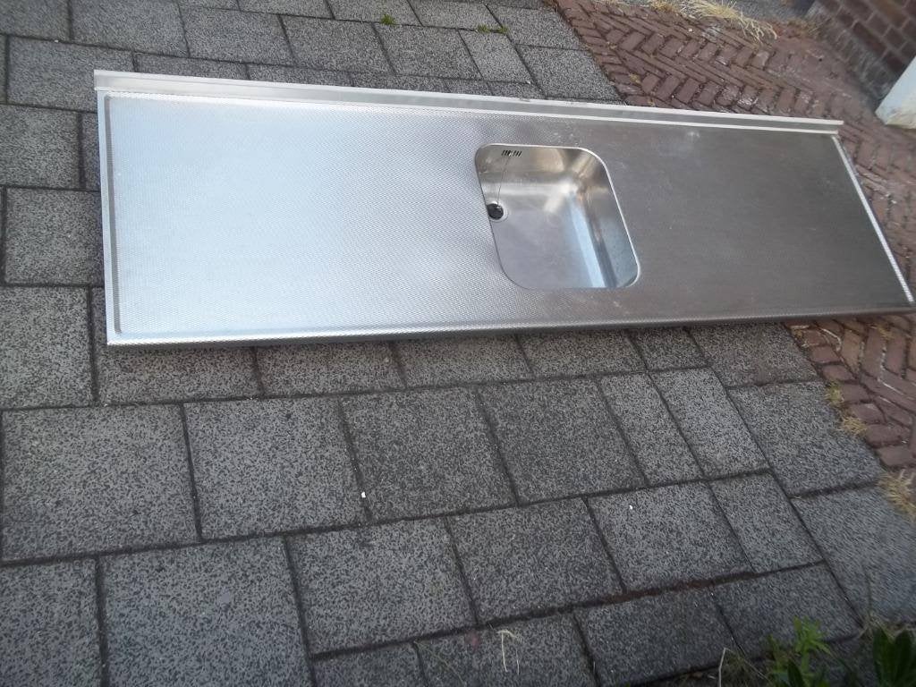 RVS aanrechtblad met houten frame nieuw en gebruikt, Gebruikt, 150 tot 200 cm, Ophalen of Verzenden, Minder dan 100 cm