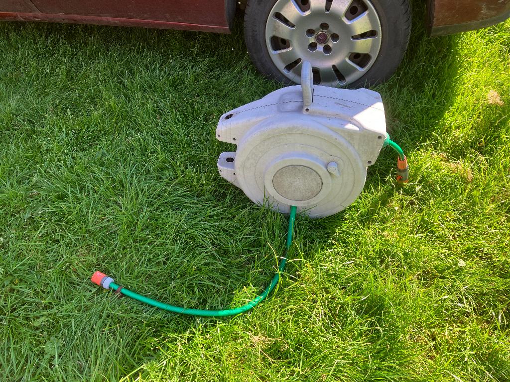 waterslang met houder haspel automatisch, Ophalen, Gebruikt, Tuinslanghaspel