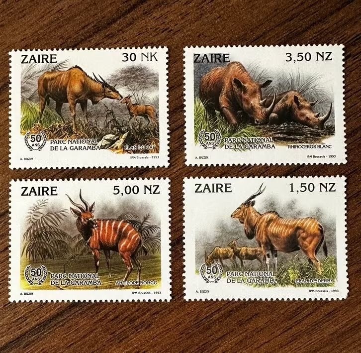 Congo Zaïre 1993 Dieren postfris - Garamba Nationaal Park, Ophalen of Verzenden, Overige landen, Postfris