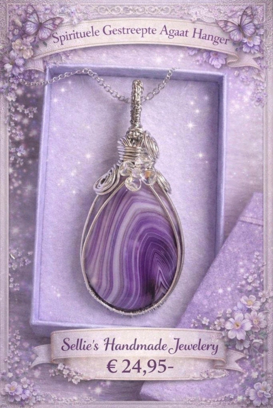 🦋 Sellie's handmade jewelery 🦋, Sieraden, Tassen en Uiterlijk, Kettingen, Paars, Nieuw, Ophalen of Verzenden, Steen of Mineraal