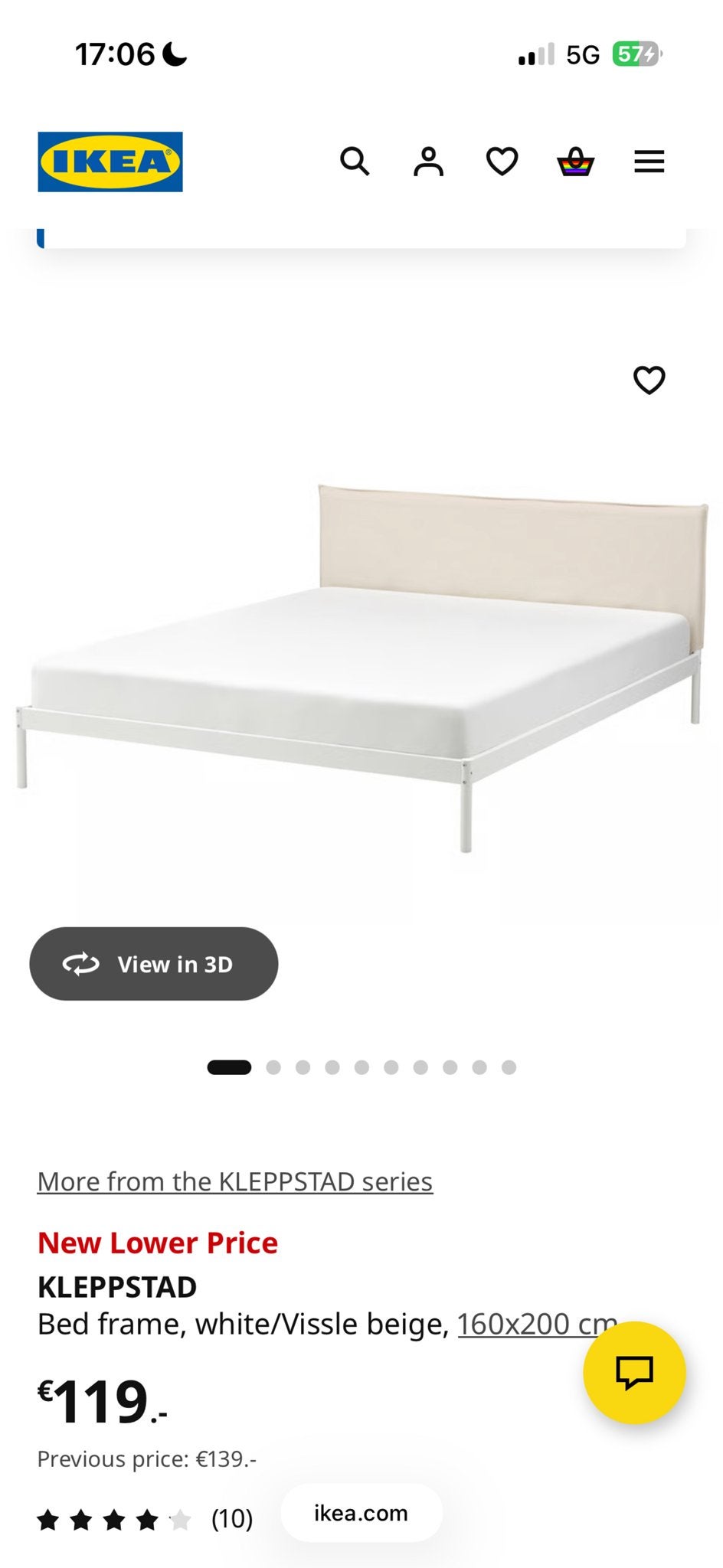 IKEA bed 160x200 zonder matras, 2 years old, Ophalen, Gebruikt, Wit, Tweepersoons