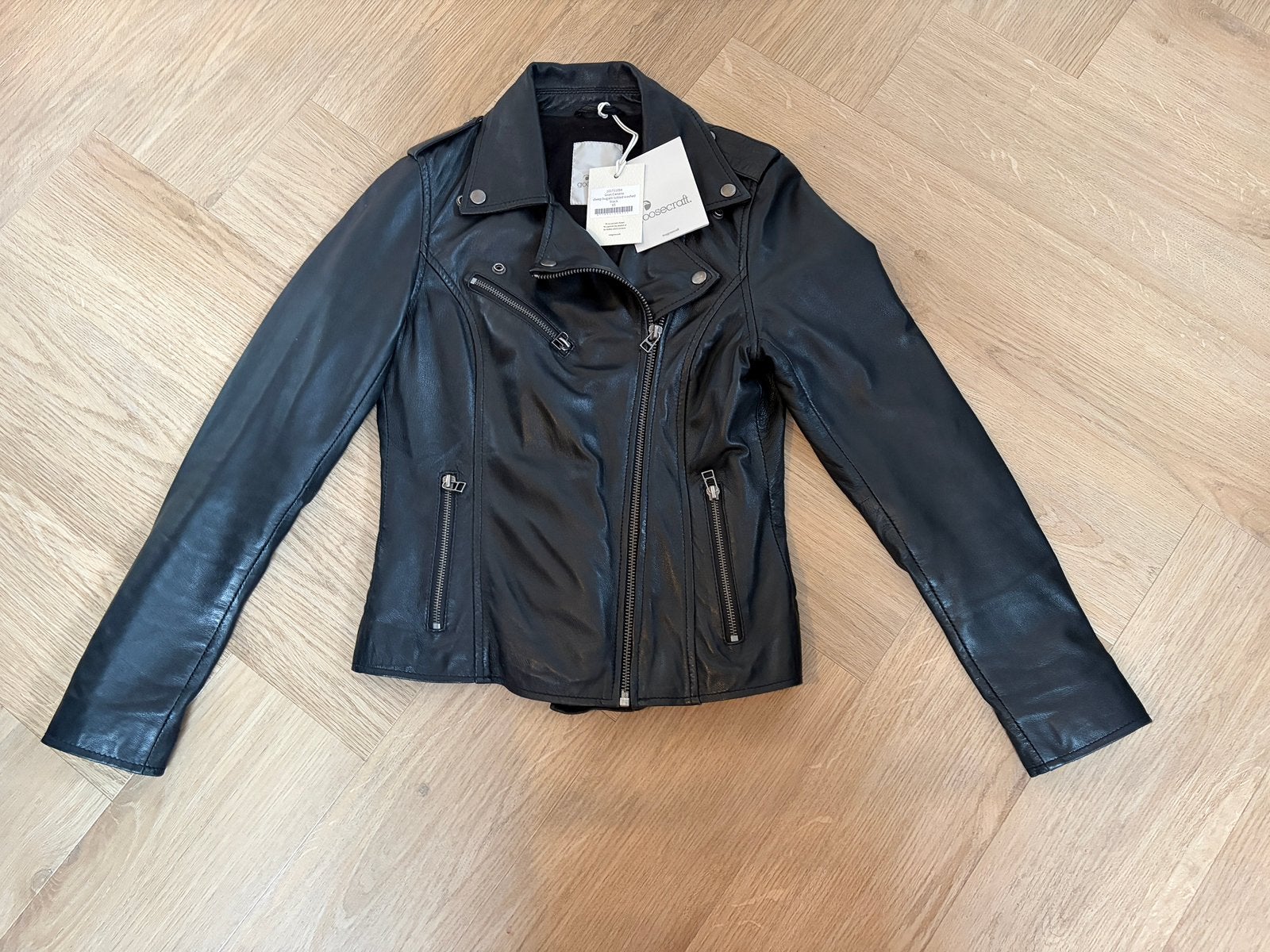 Goosecraft Gran Canaria leren jas biker XS 34 zwart dames, Ophalen of Verzenden, Zo goed als nieuw, Maat 34 (XS) of kleiner, Zwart