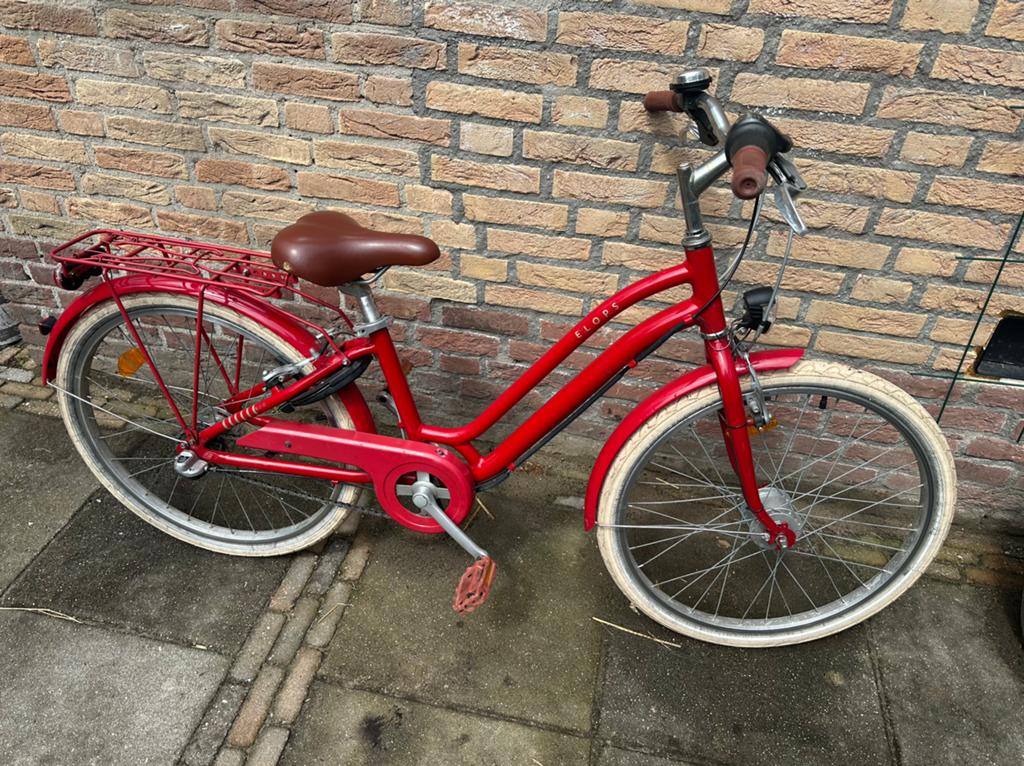 Decathlon Btwin Elops 900 meisjesfiets 24 inch rood, Ophalen, Velgrem, Versnellingen, Gebruikt