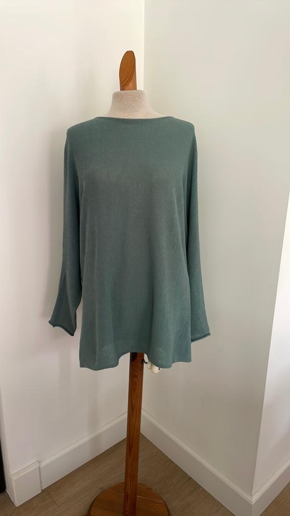 Petrol kleurige “linnen” trui van Pauw, mt 2, M, Kleding | Dames, Truien en Vesten, Verzenden, Gedragen, Maat 38/40 (M)