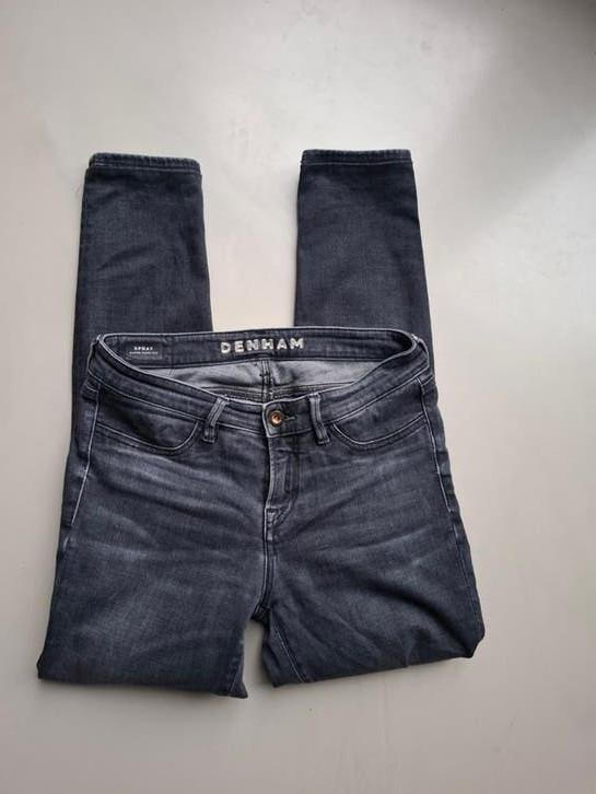 Donkergrijze Denham Spray Super Tight Fit jeans 28 30, Denham, Ophalen of Verzenden, Zo goed als nieuw, W28 - W29 (confectie 36)