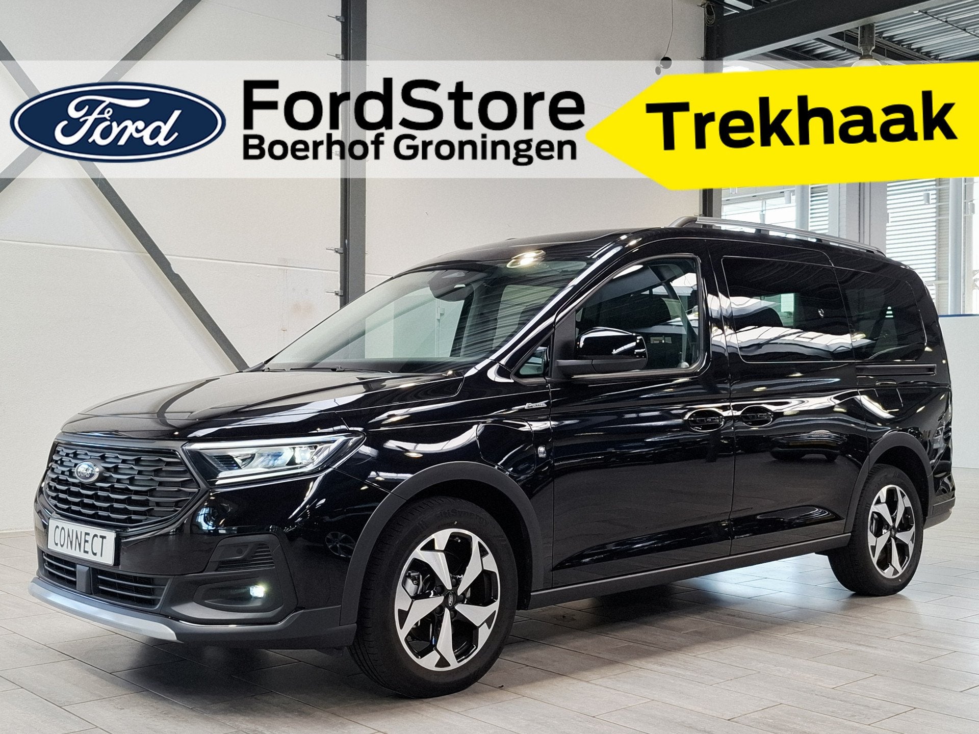 Ford GRAND TOURNEO CONNECT 1.5 PHEV 150pk Active | Trekhaak, Zwart, Plug-in hybride, Bedrijf, Hybride Elektrisch/Benzine