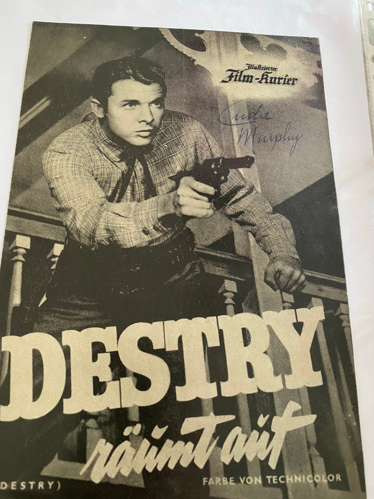 Filmster handtekening oorlogsheld audie murphy, Verzamelen, Militaria | Tweede Wereldoorlog, Ophalen of Verzenden, Foto of Poster