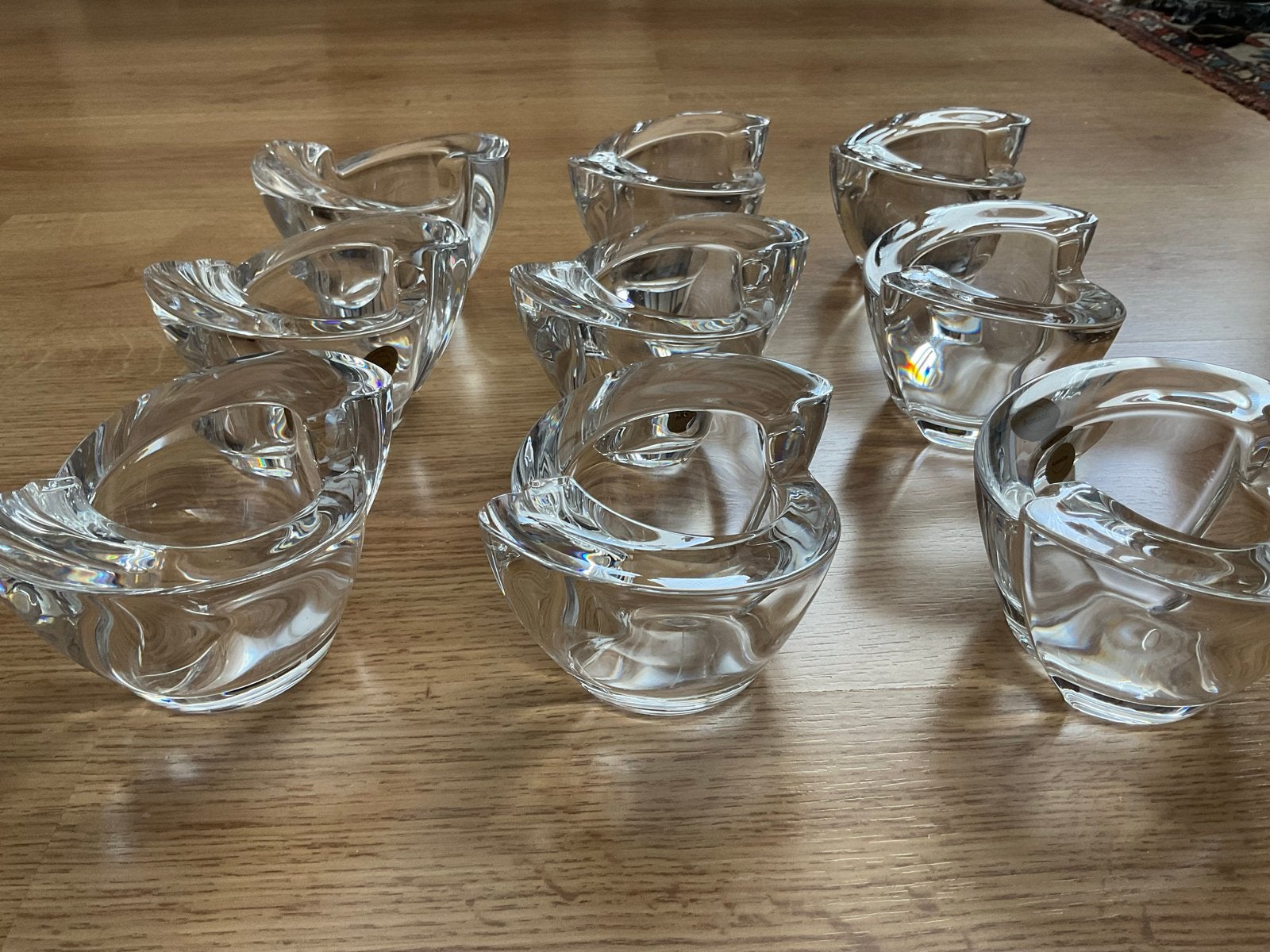 9 Loodkristal Kandelaars/Waxinelichthouders - Model Wave, Ophalen of Verzenden