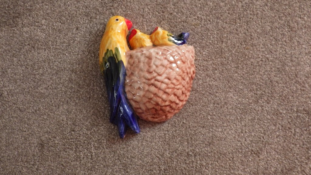 mooie wandhanger van keramiek (vogel met jongen), Gebruikt, Wandhanger, Meerkleurig, Steen/keramiek
