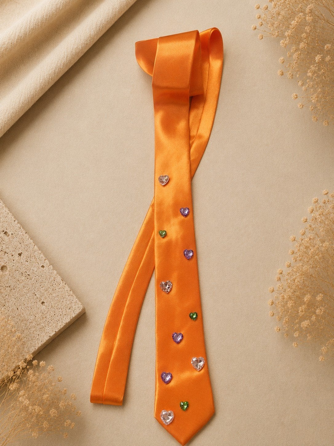 Oranje stropdas met hartjes - WK, Koningsdag of trendy riem!, Ophalen of Verzenden, Nieuw