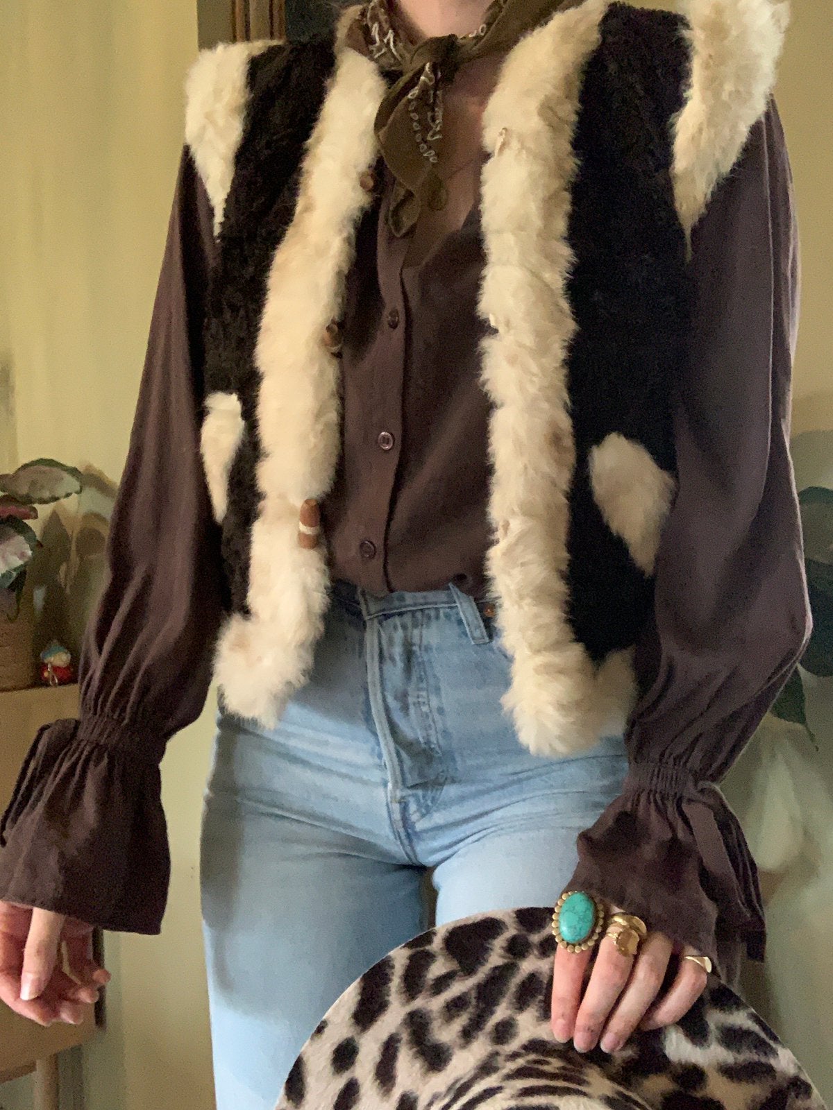 Vintage gilet S bohemian waistcoat, -, Zwart, -, Ophalen of Verzenden