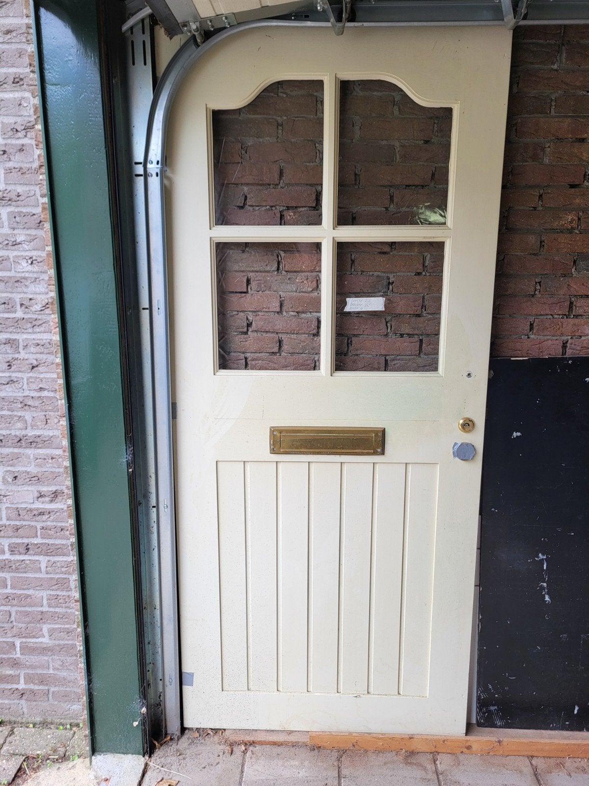 Buitendeur met glas, driepuntssluiting en scharnieren, Doe-het-zelf en Verbouw, Ophalen, Gebruikt, 80 tot 100 cm, 215 cm of meer
