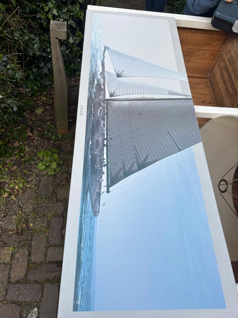 Print/schilderij J-jacht met volle tuigage - 147x51 cm, Ophalen, Gebruikt, 50 tot 75 cm, 125 cm of meer