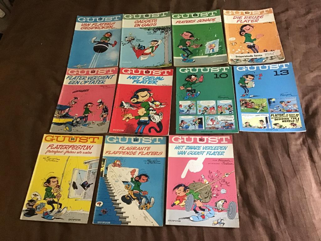 11 uitgaves van Guust (Flater) door Franquin, Meerdere stripboeken, Ophalen of Verzenden, Gelezen