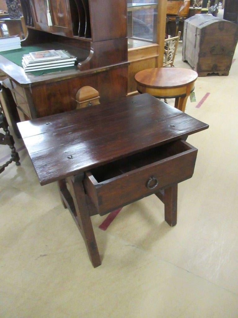 Oer 11778 ANTIEKE 18e eeuwse grenen wandtafel met grote lade, Ophalen