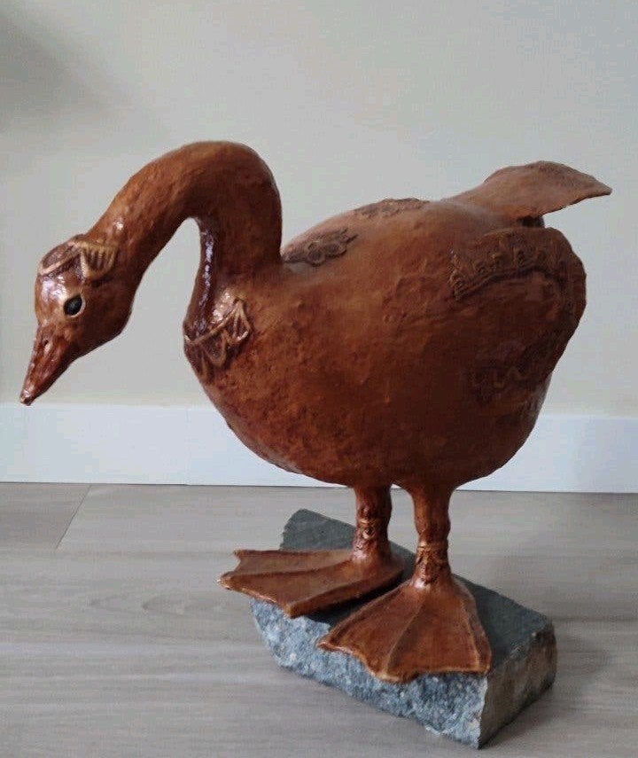 Sculpuur ganz eend, Decoratieve Gans Beeld - Handgemaakt, Ophalen, 20 - 50 cm, Beeld, Hout