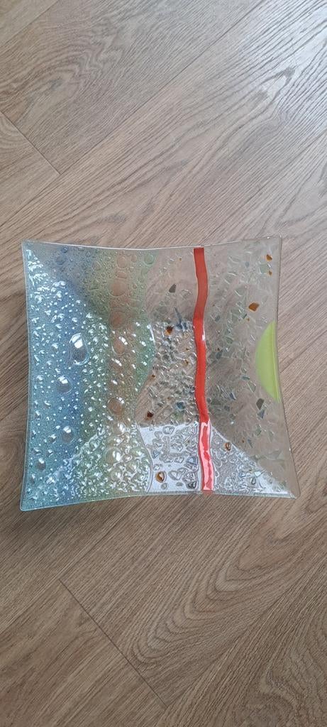Glazen schaal Murano schaal met decoratief design, Huis en Inrichting, Woonaccessoires | Schalen en Manden, Ophalen, Schaal, Rechthoekig